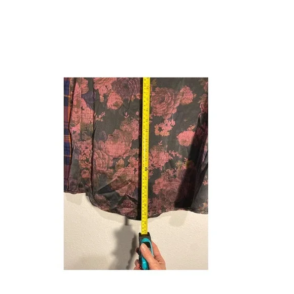 Johnny Was Workshop Patchwork Flannel Button Up Floral Shirt Sz. S - Picture 6 of 12